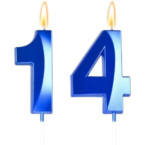 Big 2.76 inch Blue 14 Birthday Candle 14th Birthday Decorations for Boys, 14th Birthday Candles for Bruh Im 14 Birthday Decorations,Number 14 Candles in Kuwait