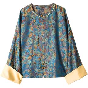 HangErFeng Women's Silk Song Brocade Loose Fit Round Neck Jacket 315 in Kuwait