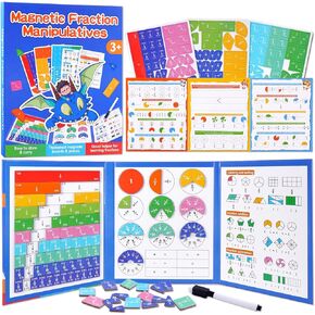Magnetic Fraction Educational Puzzle, Magnetic Fraction Demonstration Book, Fraction Tiles & Circles, Montessori Math Manipulatives for Elementary School, Fraction Learning Toys for Kids in Saudi Arabia