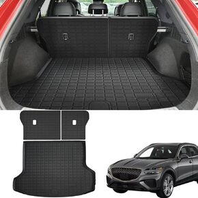 Marretoo for Genesis GV70 Cargo Mat 2025 2024 2023 2022 for Genesis GV70 Accessories Cargo Liner Seat Backrest 2 in 1 Mat All Weather TPE Black Trunk Cargo Liner لملحقات Genesis GV70 in Kuwait