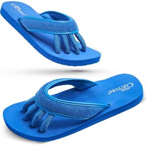 صنادل بيدي كوتور باديكير مع فواصل مدمجة عند أصابع القدم للنساء - شبشب مريح على طراز السبا للاستخدام في المنزل والصالون واليوجا وصالة الألعاب الرياضية - مثالي لتجفيف الأظافر وصحة القدم (كحلي - L) in Kuwait