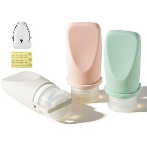 Travel Bottles for Toiletries, TSA Approved 3oz Container, High-Effeiciency Leak-Proof Ultrasonic Technology, Silicone Refillable Squeezable Travel Accessories for Shampoo Conditioner Lotion (3 Pcs) in Saudi Arabia