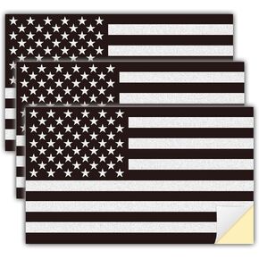 3pcs Reflective US Flag Stickers, 4x2.4 inch American Flag Decal Car Laptop Bumper Sticker Vinyl, Car Stickers,Black White USA Flag in Saudi Arabia