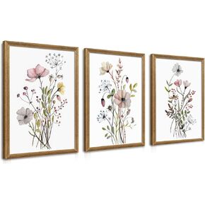 WRFON Framed Botanical Canvas Wall Art Set of 3, Watercolor Floral Prints, Framed Flower Wall Decor for Bedroom Bathroom Living Room, 12x16 Inch Each in Saudi Arabia