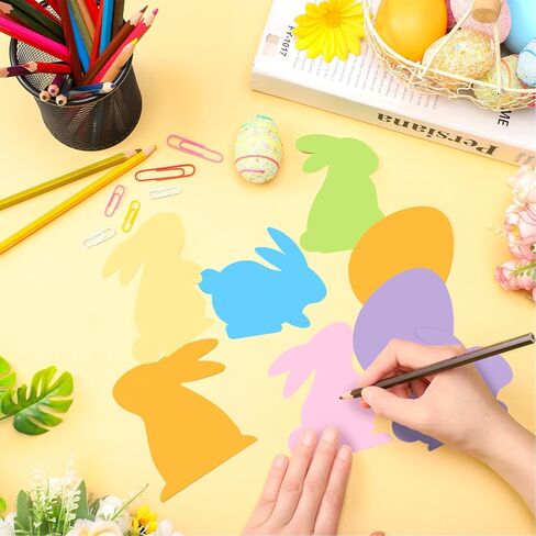 Tellingyou 200 Pcs Paper Easter Eggs Bunny Cutouts Colorful Rabbit Egg Shaped Circles Cutouts Easter Bulletin Board Decorations for DIY Craft Spring Party Decor in Saudi Arabia