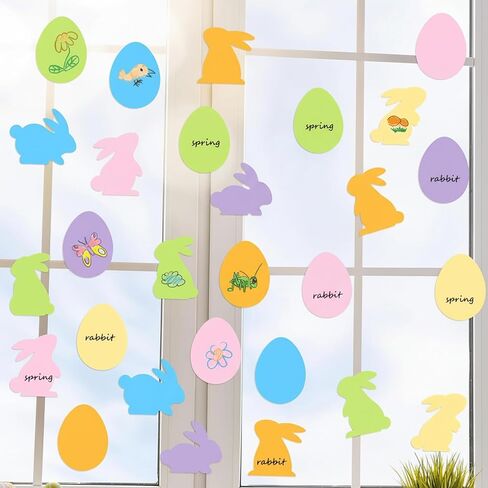 Tellingyou 200 Pcs Paper Easter Eggs Bunny Cutouts Colorful Rabbit Egg Shaped Circles Cutouts Easter Bulletin Board Decorations for DIY Craft Spring Party Decor in Saudi Arabia