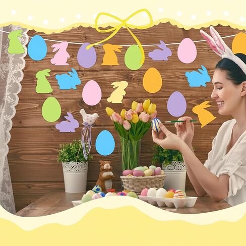 Tellingyou 200 Pcs Paper Easter Eggs Bunny Cutouts Colorful Rabbit Egg Shaped Circles Cutouts Easter Bulletin Board Decorations for DIY Craft Spring Party Decor in Saudi Arabia