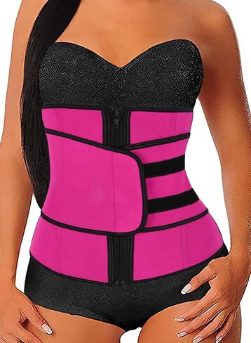 Waist Trainer for Women Neoprene Sauna Sweat Trimmer Belt with Zipper & Adjustable Straps Workout Body Shaper in Saudi Arabia