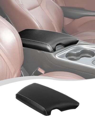 Hoolcar Armrest Pad Cover Center Console Lid Cover Compatible with Dodge Challenger 2015-2025, Leather Console Replacement, Black in Saudi Arabia