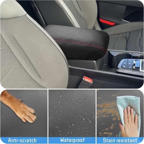 QianBao Compatible with Kia Sportage 2023 2024 2025 2026 Leather Armrest Box Center Console Cover Middle Console Cover Protector Red Stitches in Saudi Arabia