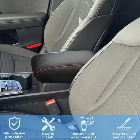 QianBao Compatible with Kia Sportage 2023 2024 2025 2026 Leather Armrest Box Center Console Cover Middle Console Cover Protector Red Stitches in Saudi Arabia
