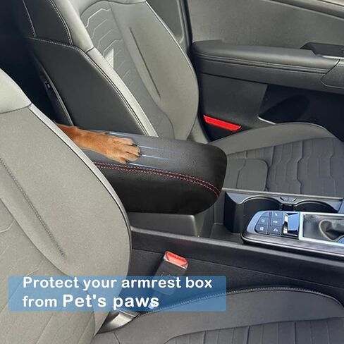 QianBao Compatible with Kia Sportage 2023 2024 2025 2026 Leather Armrest Box Center Console Cover Middle Console Cover Protector Red Stitches in Saudi Arabia