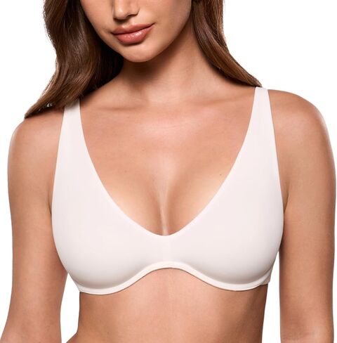 INLYRIC Women's Inbarely Plus Unlined Bras V Neck No Padding Underwire Tshirt Balconette Full Coverage Comfort Lounge Bras in Saudi Arabia