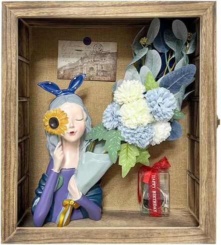 إطار صندوق الظل مقاس 14 × 16 × 6 بوصة، إطار صندوق الظل العميق مع ظهر من الكتان و4 أرفف قابلة للإزالة، علبة عرض من الأكريليك الخشبي للميداليات والصور والتذكارات والجوائز (متفحمة) in Kuwait