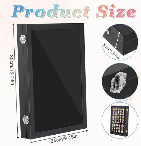 13.78" x 9.45" Pin Display Case, Enamel Pin Display Frame, Pin Display Board, Shadow Box for Wall Display(Black) in Saudi Arabia