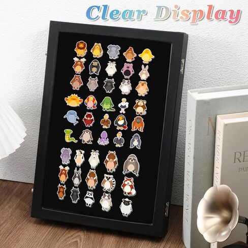 13.78" x 9.45" Pin Display Case, Enamel Pin Display Frame, Pin Display Board, Shadow Box for Wall Display(Black) in Saudi Arabia