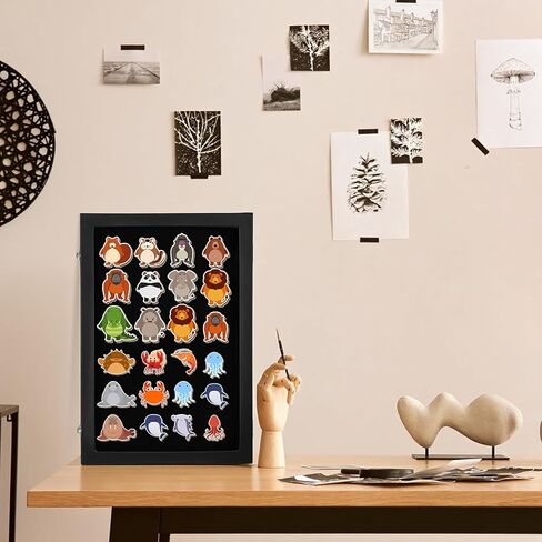 13.78" x 9.45" Pin Display Case, Enamel Pin Display Frame, Pin Display Board, Shadow Box for Wall Display(Black) in Saudi Arabia