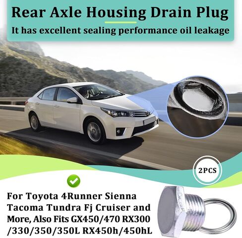 قطعتان من قابس التصريف التفاضلي للمحور الخلفي متوافق مع Toyota 4 Runner FJ Cruiser MR2 Matrix Pickup Previa Starlet T100 Tacoma Tundra Van، يناسب GX450/470 RX300/330/350/350L RX450h/450hL in Kuwait