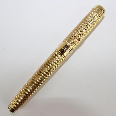 Gullor Jinhao 1200 Pure Golden Medium Fountain Pen with Carving Pattern in Saudi Arabia