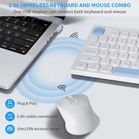 HUO JI Wireless Bluetooth Keyboards, 2.4GHz Typewriter Retro Keyboard, 84 Keys Portable Office Computer Keyboard with 2xAAA Batteries for Windows Mac PC Laptop in Kuwait