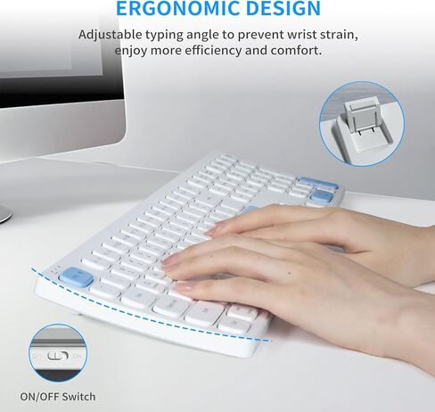 HUO JI Wireless Bluetooth Keyboards, 2.4GHz Typewriter Retro Keyboard, 84 Keys Portable Office Computer Keyboard with 2xAAA Batteries for Windows Mac PC Laptop in Kuwait