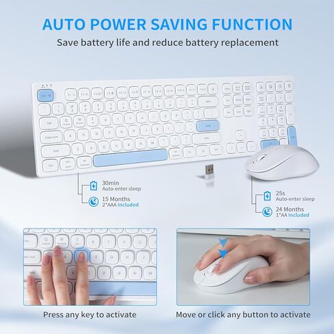 HUO JI Wireless Bluetooth Keyboards, 2.4GHz Typewriter Retro Keyboard, 84 Keys Portable Office Computer Keyboard with 2xAAA Batteries for Windows Mac PC Laptop in Kuwait