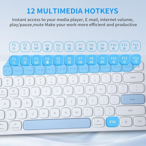 HUO JI Wireless Bluetooth Keyboards, 2.4GHz Typewriter Retro Keyboard, 84 Keys Portable Office Computer Keyboard with 2xAAA Batteries for Windows Mac PC Laptop in Kuwait