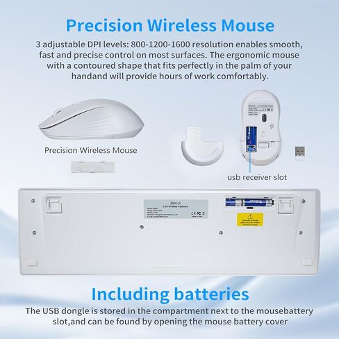 HUO JI Wireless Bluetooth Keyboards, 2.4GHz Typewriter Retro Keyboard, 84 Keys Portable Office Computer Keyboard with 2xAAA Batteries for Windows Mac PC Laptop in Kuwait