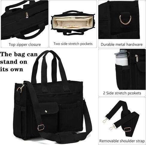 Large Canvas Tote Bag Set for Women, Work Teacher College Travel Shoulder Handbags, Crossbody Laptop Purse in Saudi Arabia