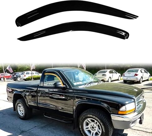 Tape On Window Visor Deflectors Compatible with 1997-2004 Dodge Dakota Standard Cab, Acrylic Slim Style Smoke Tinted Window Rain Guards, Sun Wind Side Vent Visor Set, 2 Pieces in Saudi Arabia