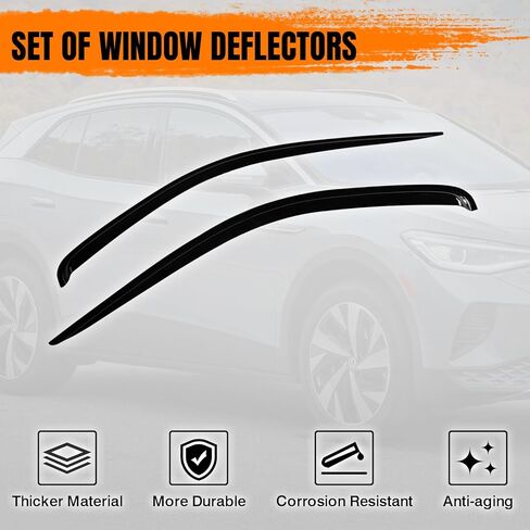 Tape On Window Visor Deflectors Compatible with 1997-2004 Dodge Dakota Standard Cab, Acrylic Slim Style Smoke Tinted Window Rain Guards, Sun Wind Side Vent Visor Set, 2 Pieces in Saudi Arabia