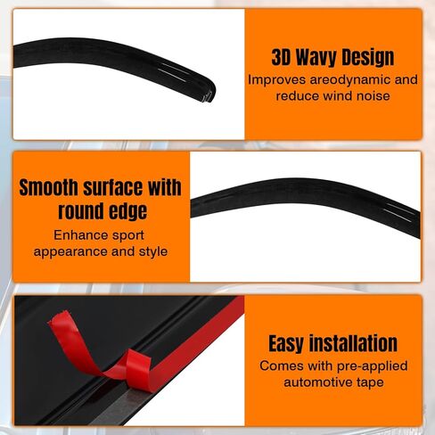 Tape On Window Visor Deflectors Compatible with 1997-2004 Dodge Dakota Standard Cab, Acrylic Slim Style Smoke Tinted Window Rain Guards, Sun Wind Side Vent Visor Set, 2 Pieces in Saudi Arabia