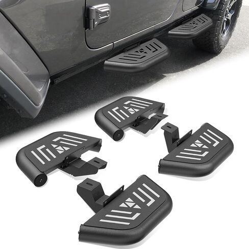 for JL Side Steps Small Running Boards Compatible with 2018-2026 Jeep Wrangler JL JLU Unlimited 4 Doors, Bolt-on Nerf Bars Heavy-Duty Steel Step Plates (4PCS, Black) in Saudi Arabia
