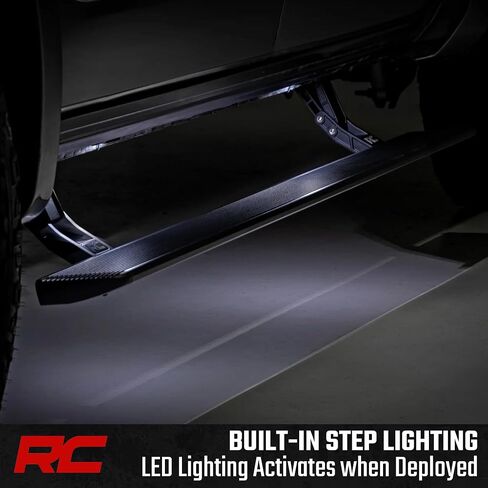لوحات تشغيل الطاقة من سلسلة Rough Country HT لمركبة Ram 2500/3500 Crew Cab (2011-2026) - خطوات كهربائية قابلة للسحب مقاس 6 بوصات مع مصابيح LED in Saudi Arabia