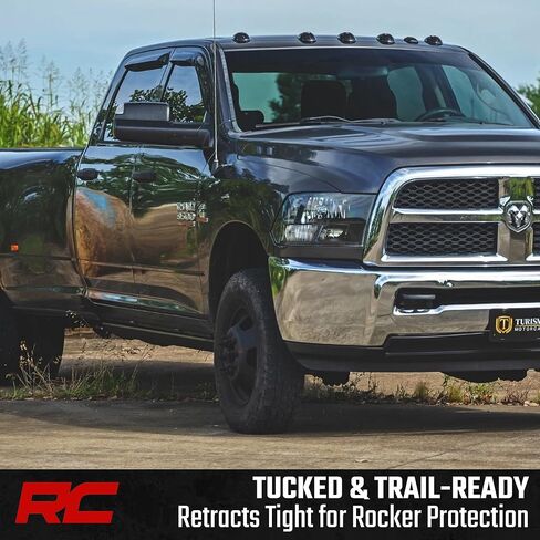 لوحات تشغيل الطاقة من سلسلة Rough Country HT لمركبة Ram 2500/3500 Crew Cab (2011-2026) - خطوات كهربائية قابلة للسحب مقاس 6 بوصات مع مصابيح LED in Saudi Arabia