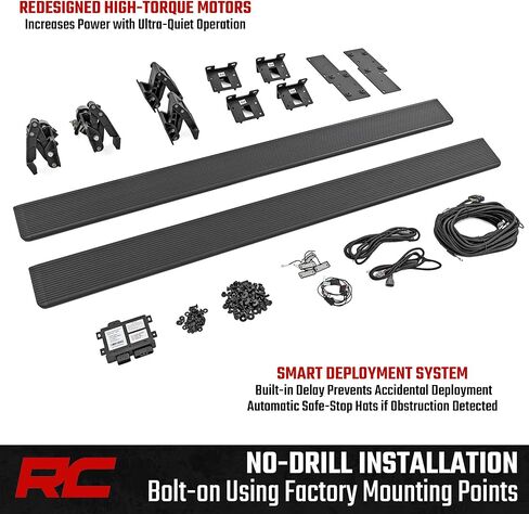 لوحات تشغيل الطاقة من سلسلة Rough Country HT لمركبة Ram 2500/3500 Crew Cab (2011-2026) - خطوات كهربائية قابلة للسحب مقاس 6 بوصات مع مصابيح LED in Saudi Arabia