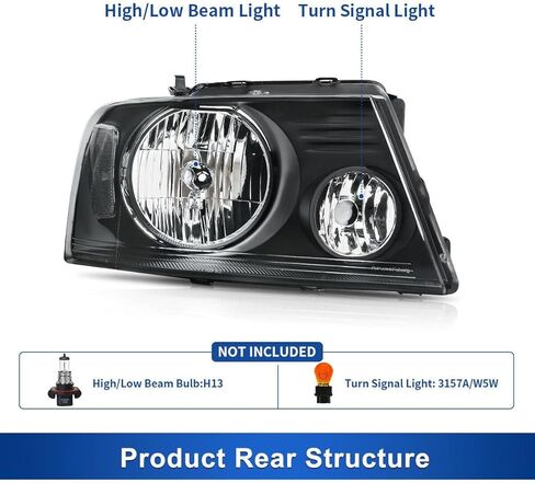 Headlight Black Housing Clear Corner fits Lamps All New Assemblies Popped Into Place and Lined up with the Mounting Bolts Exactly Right Re-Use Factory Bulb 5L3Z13008BA in Kuwait