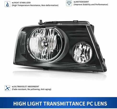 Headlight Black Housing Clear Corner fits Lamps All New Assemblies Popped Into Place and Lined up with the Mounting Bolts Exactly Right Re-Use Factory Bulb 5L3Z13008BA in Kuwait