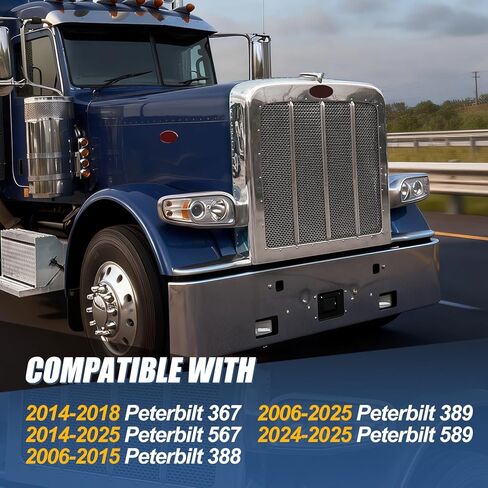 Auto Dynasty Pair of Headlight Housings Compatible with 2006-2025 Peterbilt 367 567 388 389 589, Driver and Passenger Side, Cast Aluminum Construction, Polished Chrome in Saudi Arabia