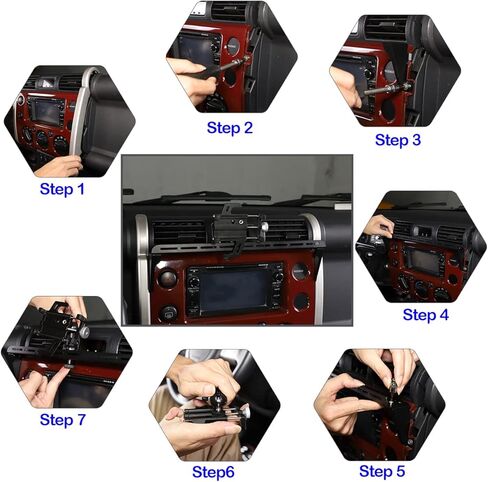 LLKUANG Car Instrument Panel Track Mobile Phone Holder Trim for Toyota FJ Cruiser 2007-2021 Central Control Air Vent Multifunctional Mobile Phone Holder (Style 1) in Saudi Arabia