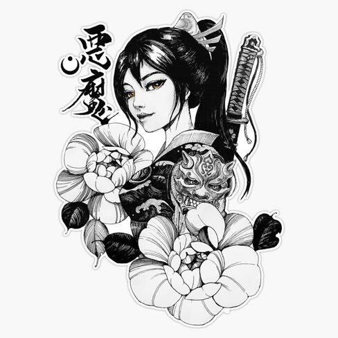 MAGNET Geisha Japanese Samurai Flowers Ornament Magnetic Vinyl Sticker Decal Magnet 5" in Saudi Arabia