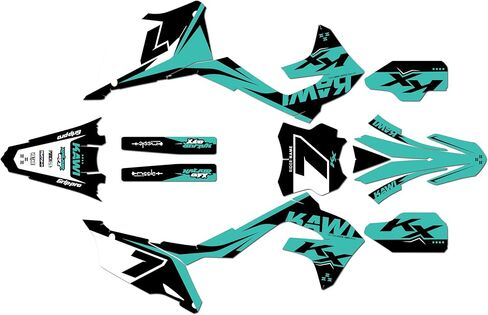 Graphics Kit for Kawasaki KX450 2019-2023 and KX250 2021-2024 Legend Series Teal 9 Mil - Easy Go - Dirt Pit Bike Motorcycle Sticker, Dirtbike Racing Decal Motocross Accessories no-Plastics in Saudi Arabia