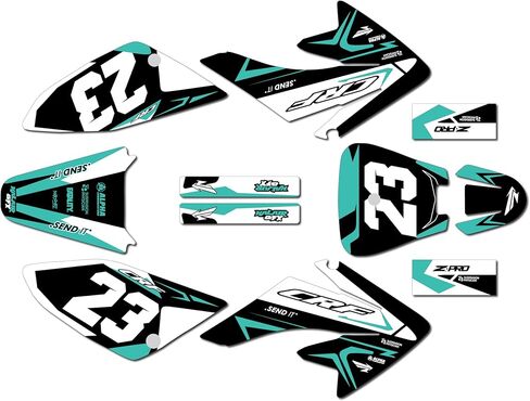 مجموعة رسومات لسيارة Honda CRF70 (2004-2023) Evader Series أحمر أسود 9 ميل - مجموعة ملصقات رسومات السباق المخصصة للدراجة الترابية، بدون بلاستيك in Saudi Arabia