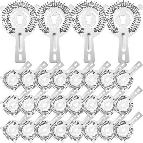 16 Pieces Bar Strainers Bartender Strainer Cocktail Strainers Stainless Steel Drink Strainer silver Shaker Strainer Ice Bar Shelf Strainer for Bartenders Drinking Water Filtering in Kuwait