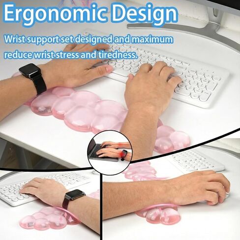 Ergonomic Cloud Gel Wrist Rest&Computer Keyboard Stand, Massage Wrist Rest Support for Keyboard Set, Easy Typing Working Acrylic Clear Stand for Office Home in Kuwait