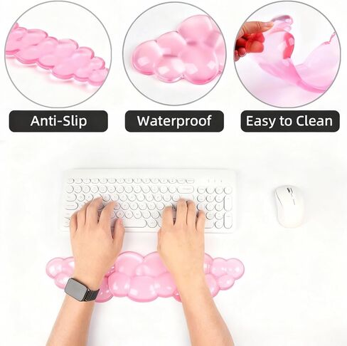 Ergonomic Cloud Gel Wrist Rest&Computer Keyboard Stand, Massage Wrist Rest Support for Keyboard Set, Easy Typing Working Acrylic Clear Stand for Office Home in Kuwait