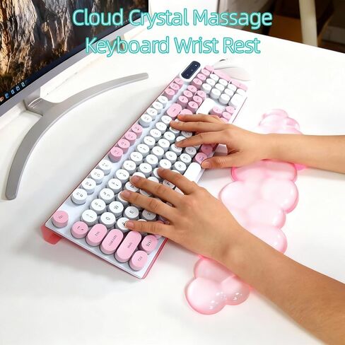 Ergonomic Cloud Gel Wrist Rest&Computer Keyboard Stand, Massage Wrist Rest Support for Keyboard Set, Easy Typing Working Acrylic Clear Stand for Office Home in Kuwait