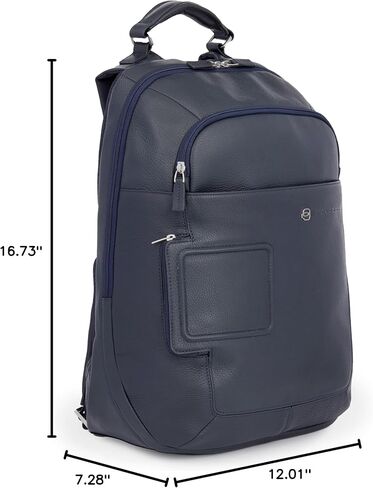 حقيبة ظهر Piquadro للجنسين مقاس 15,60 بوصة، أزرق، مقاس واحد، عصري in Kuwait