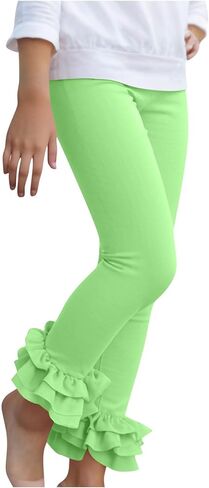 Girls Yoga Pants Ruffled Ankle Leggings Soft Stretchy Dance Pants Kids Gymnastics Playwear 3-12 Years in Kuwait