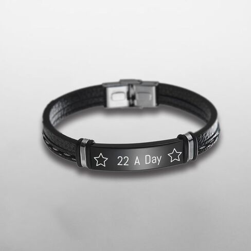 22 A Day Memorial Bracelet, 22 A Day Bracelet for Men, Adjustable Military Veterans Bracelets Memorial Gift, Army Navy Airforce Firefighter Jewelry for Independence Day,Support,PTSD Awareness in Saudi Arabia